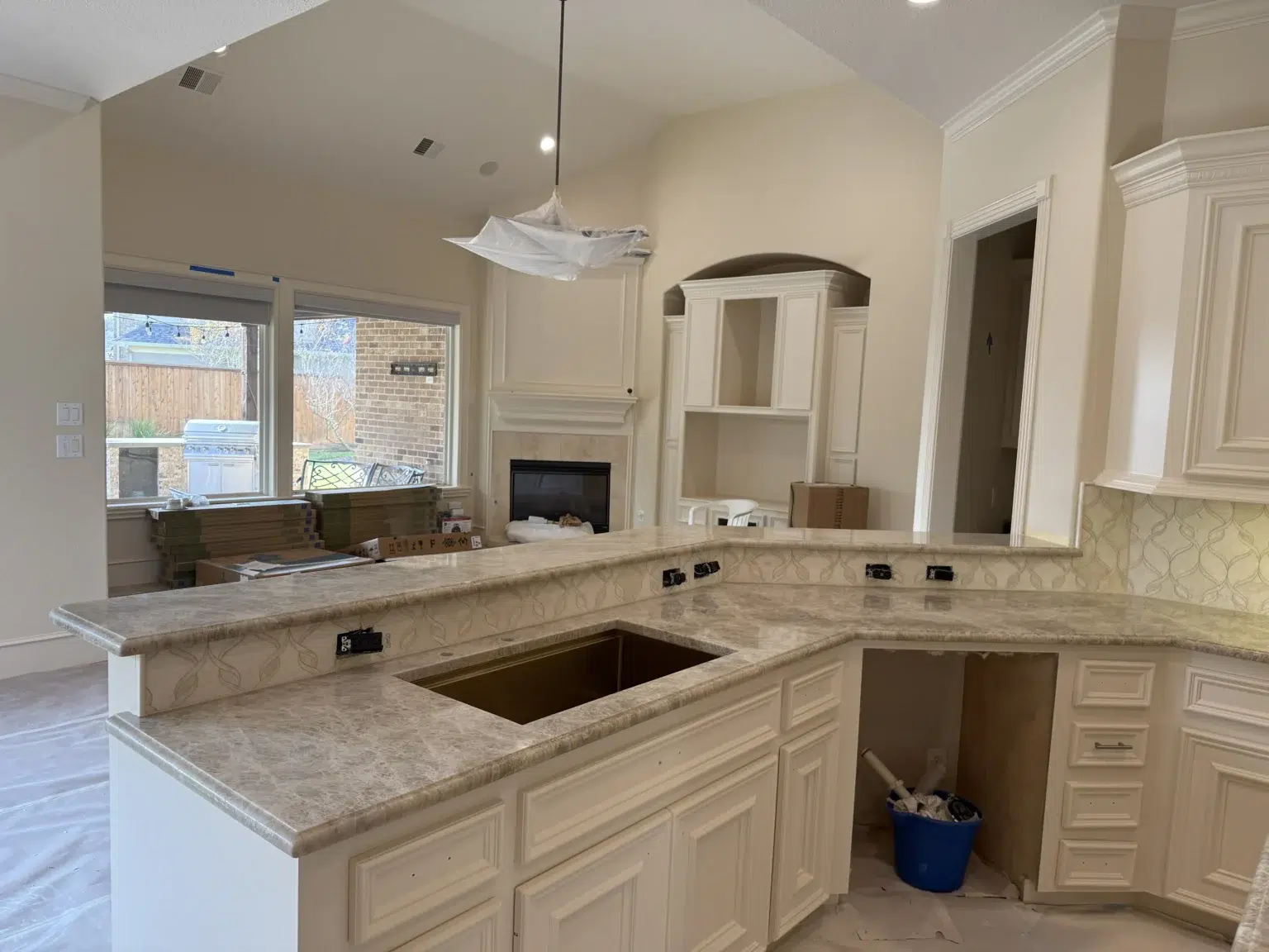 Taj Mahal Quartzite countertops.